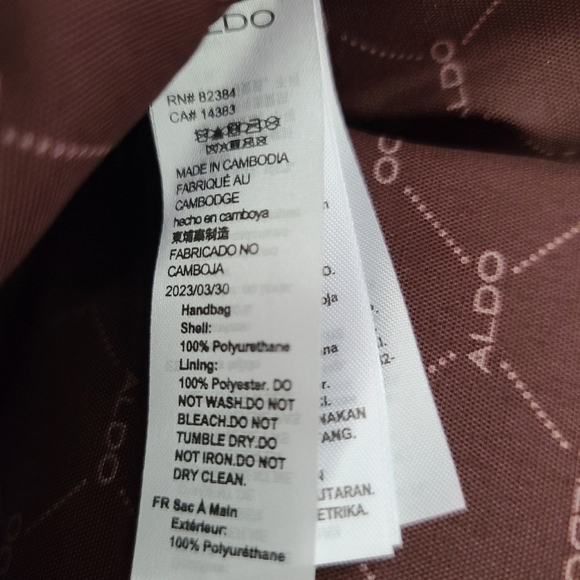 ALDO Vegan Leather Tote With Gold Chain Detail Tan Purse - Picture 12 of 16